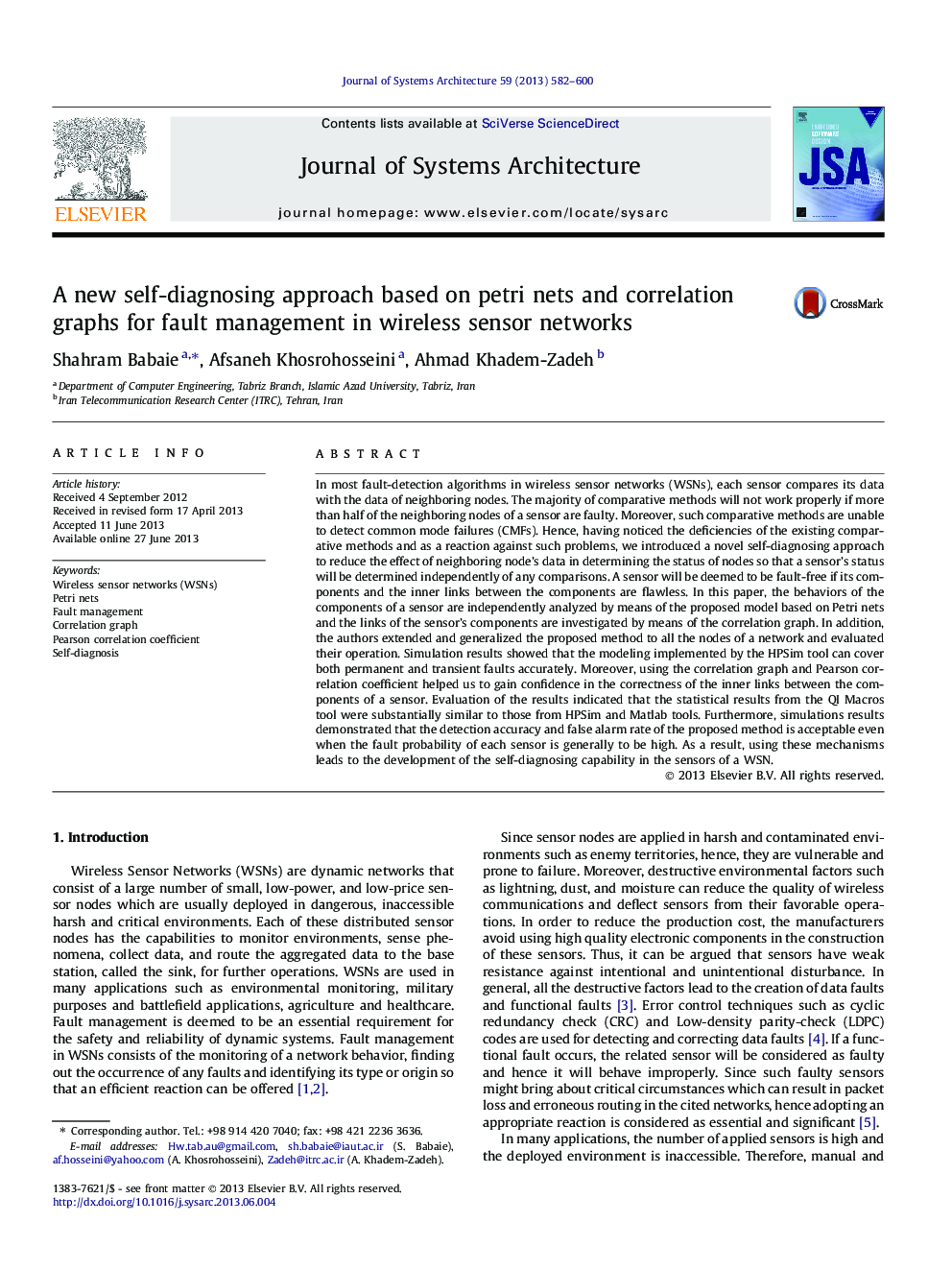 A new self-diagnosing approach based on petri nets and correlation graphs for fault management in wireless sensor networks