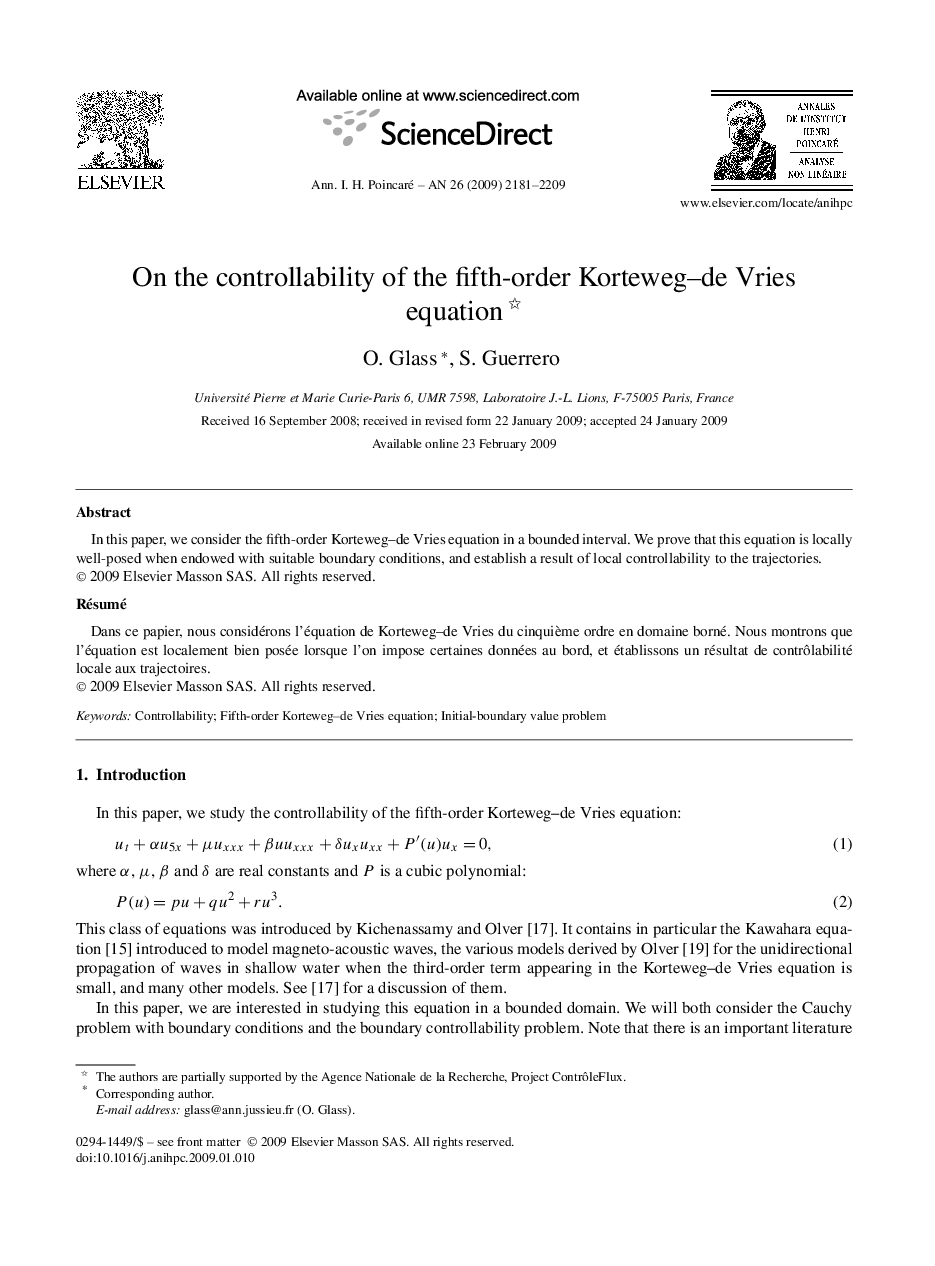 On the controllability of the fifth-order Korteweg–de Vries equation 