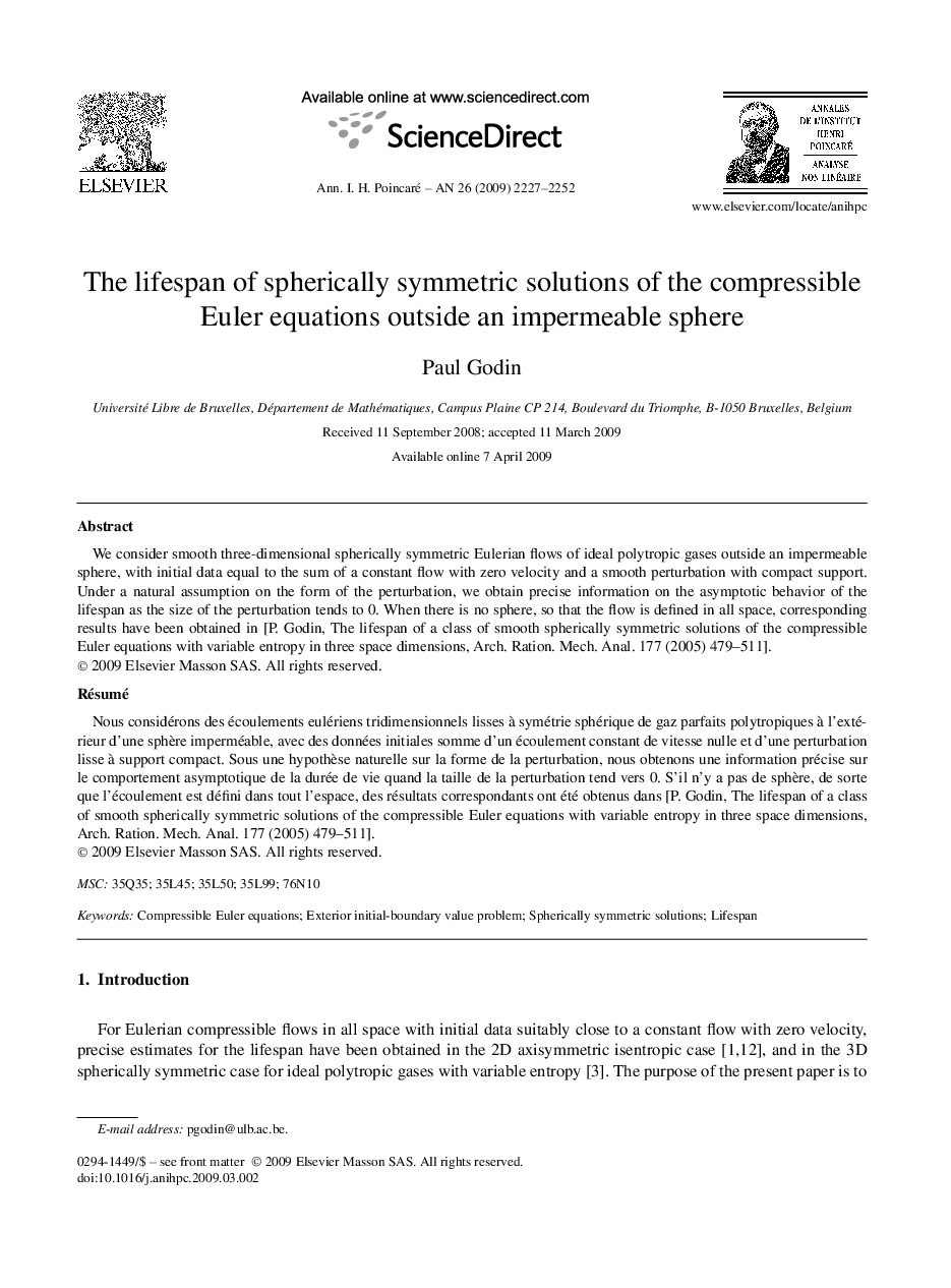 The lifespan of spherically symmetric solutions of the compressible Euler equations outside an impermeable sphere