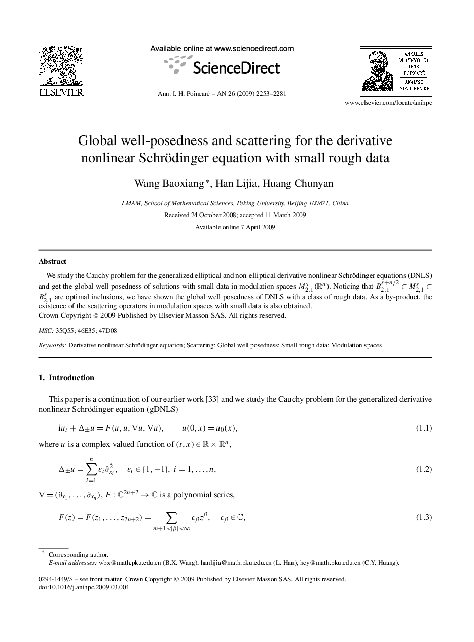 Global well-posedness and scattering for the derivative nonlinear Schrödinger equation with small rough data