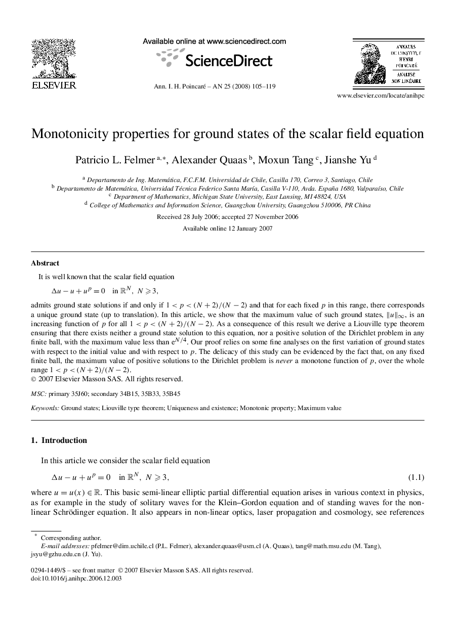 Monotonicity properties for ground states of the scalar field equation