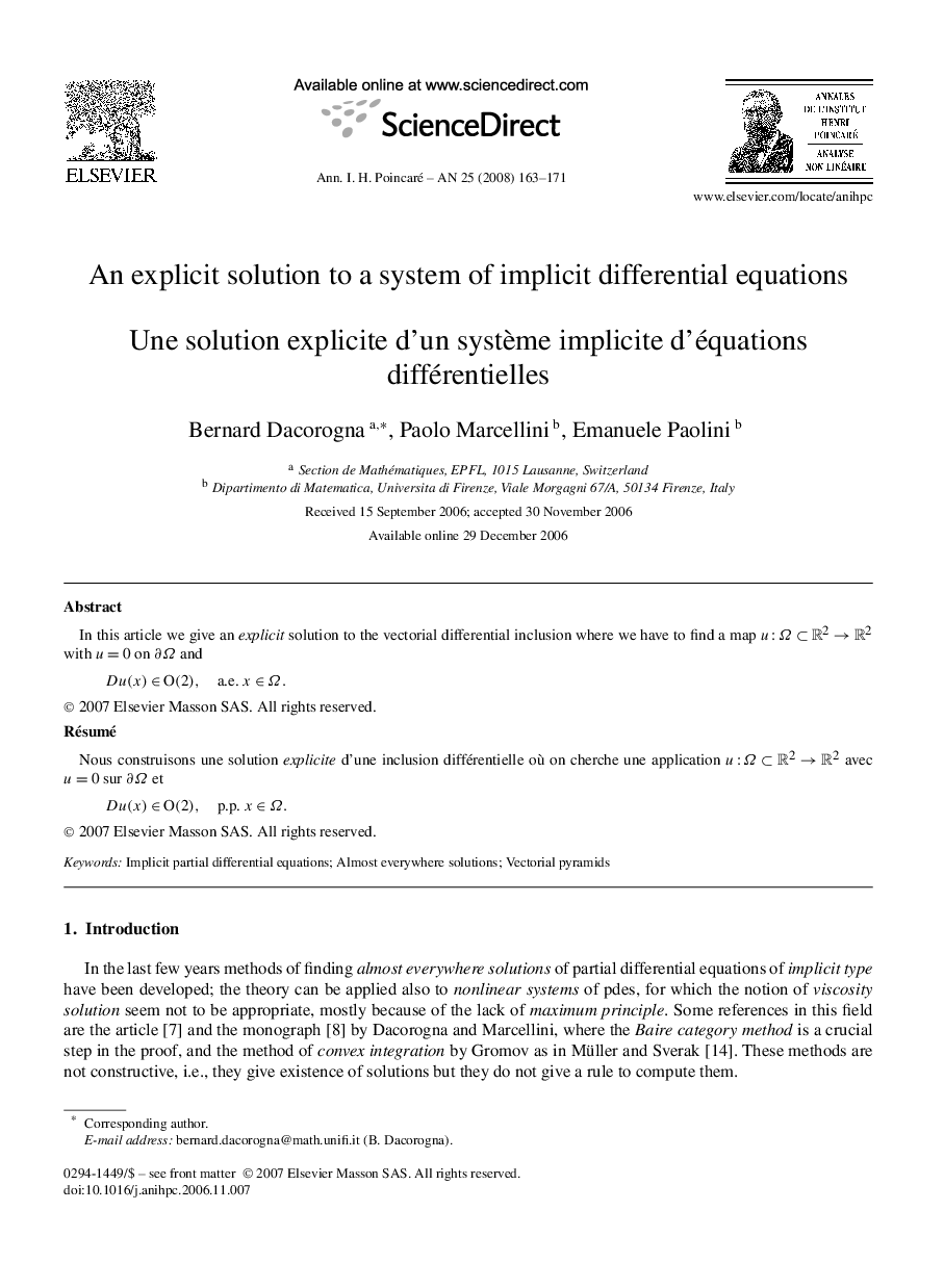 An explicit solution to a system of implicit differential equations