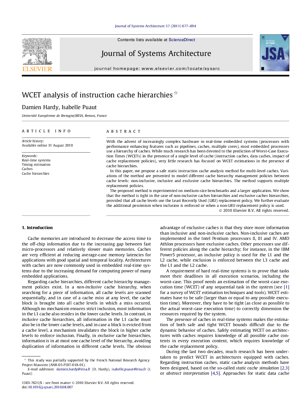 WCET analysis of instruction cache hierarchies 