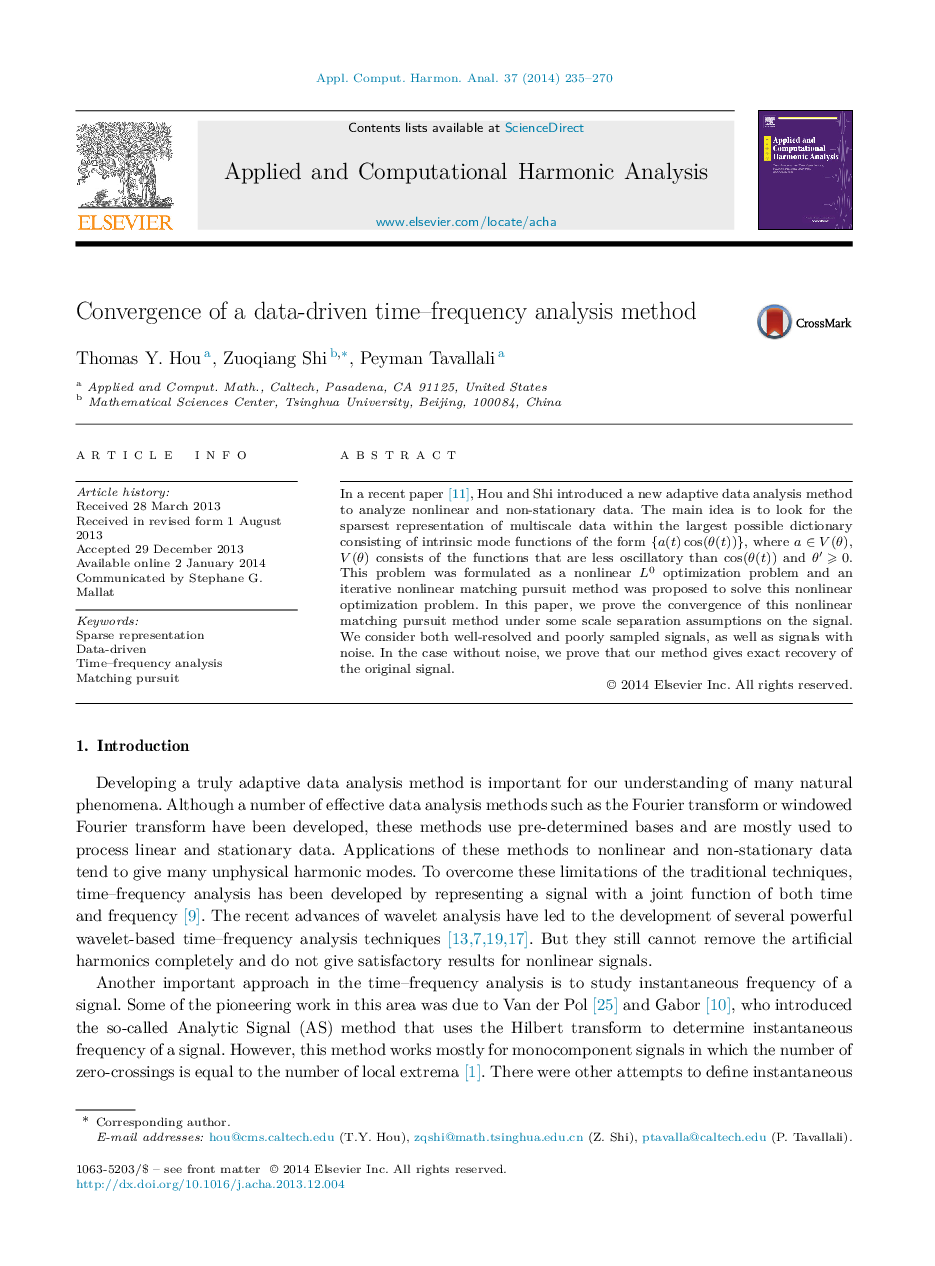 Convergence of a data-driven time–frequency analysis method