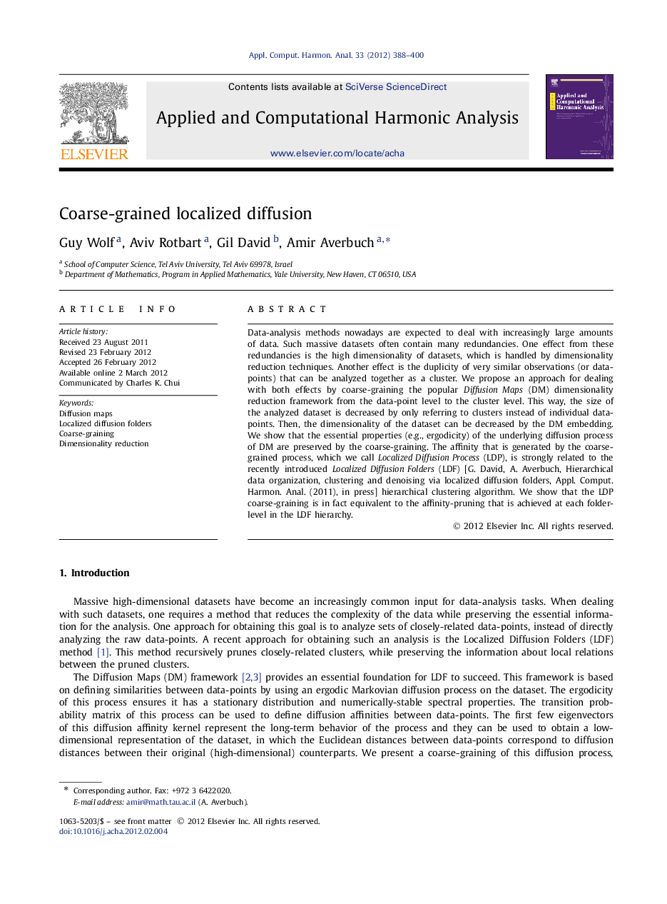 Coarse-grained localized diffusion