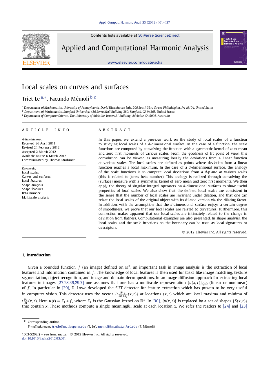 Local scales on curves and surfaces