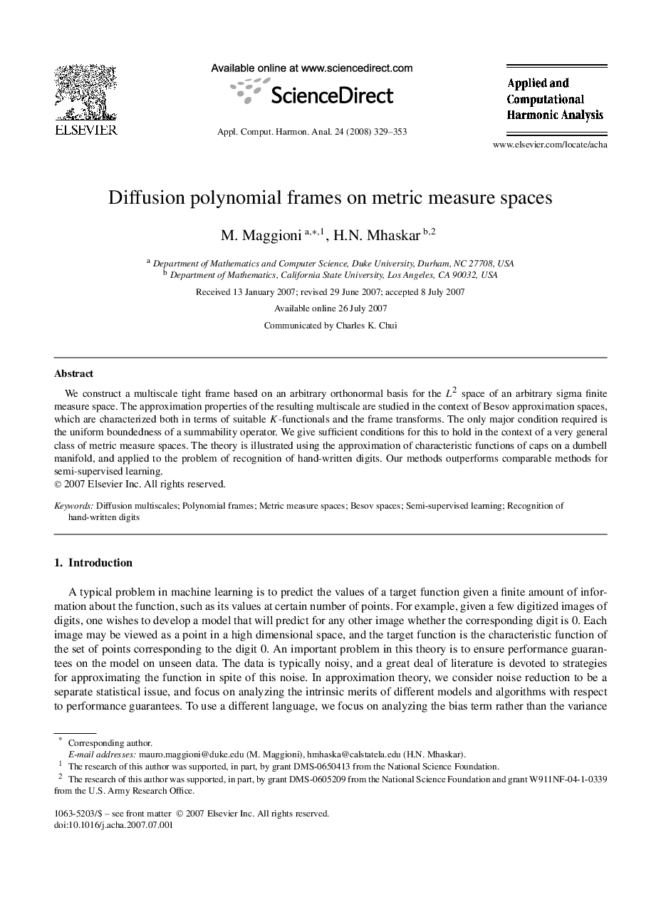 Diffusion polynomial frames on metric measure spaces