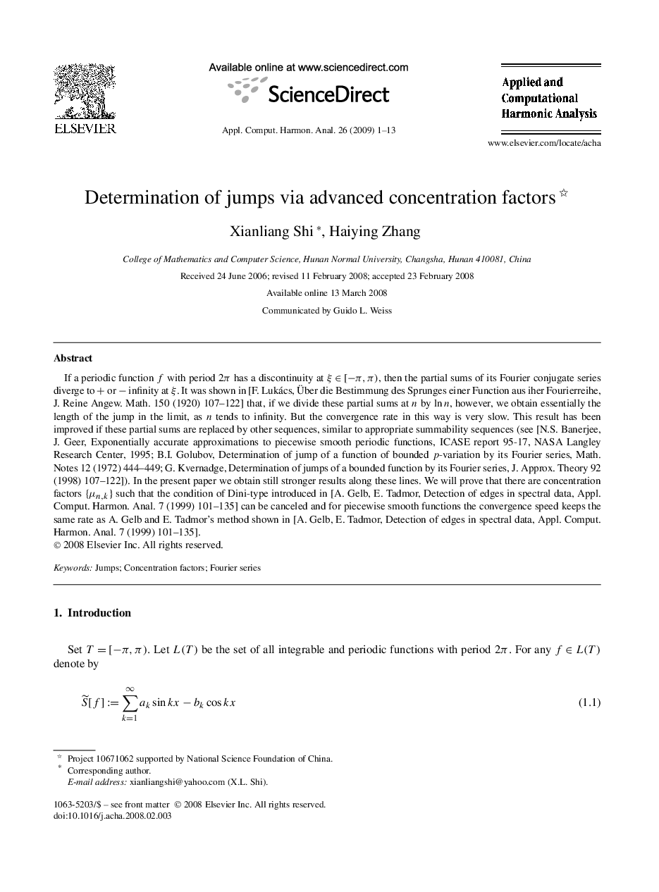 Determination of jumps via advanced concentration factors 