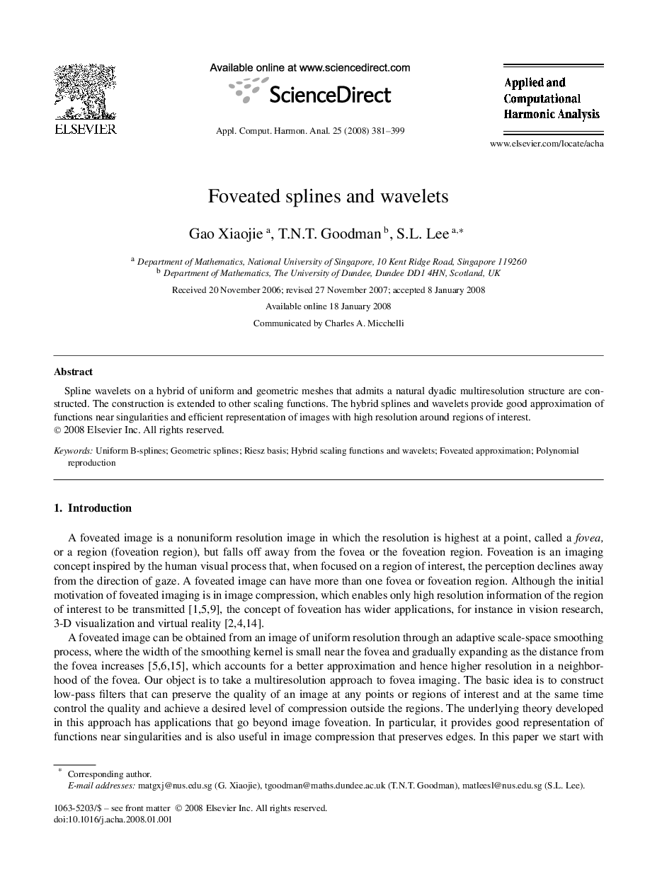 Foveated splines and wavelets