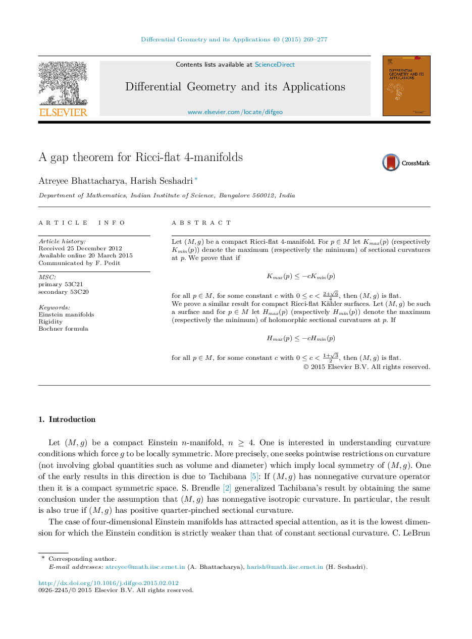 A gap theorem for Ricci-flat 4-manifolds