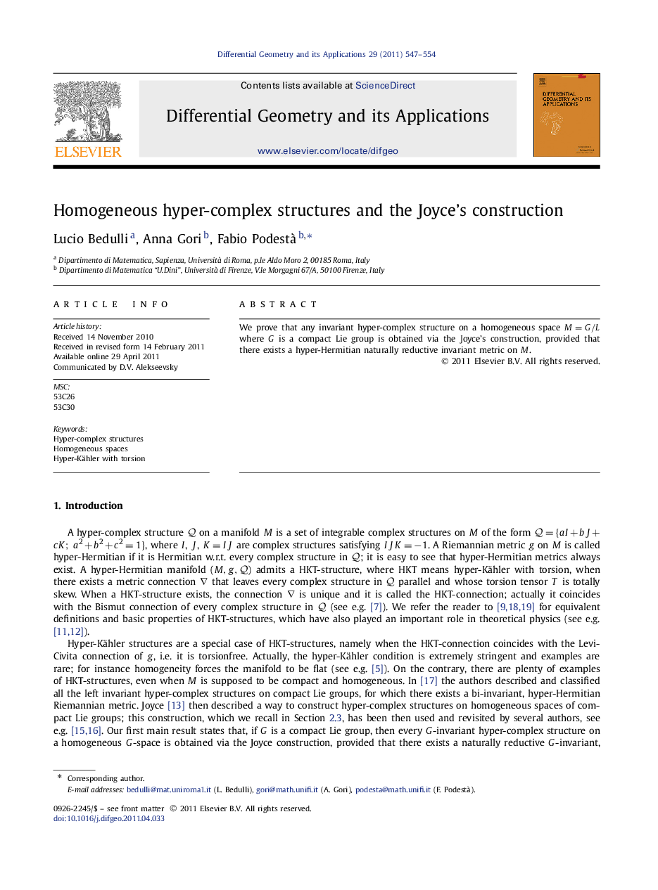 Homogeneous hyper-complex structures and the Joyceʼs construction