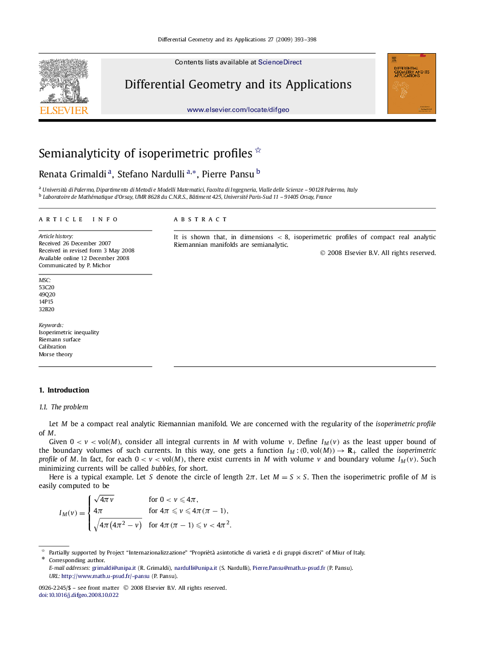 Semianalyticity of isoperimetric profiles 