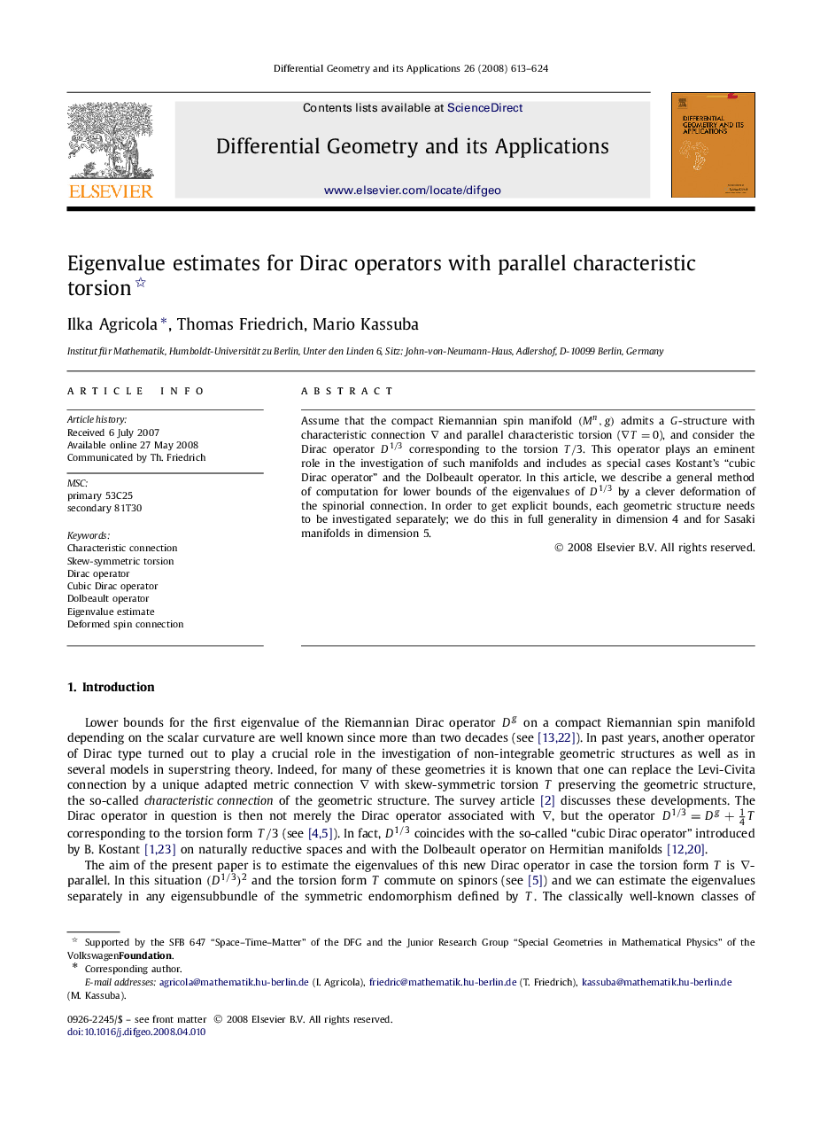 Eigenvalue estimates for Dirac operators with parallel characteristic torsion