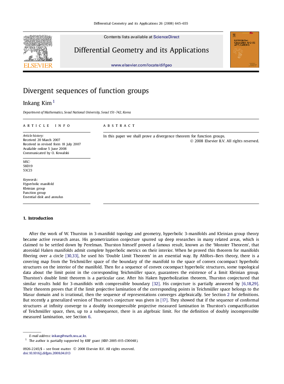 Divergent sequences of function groups