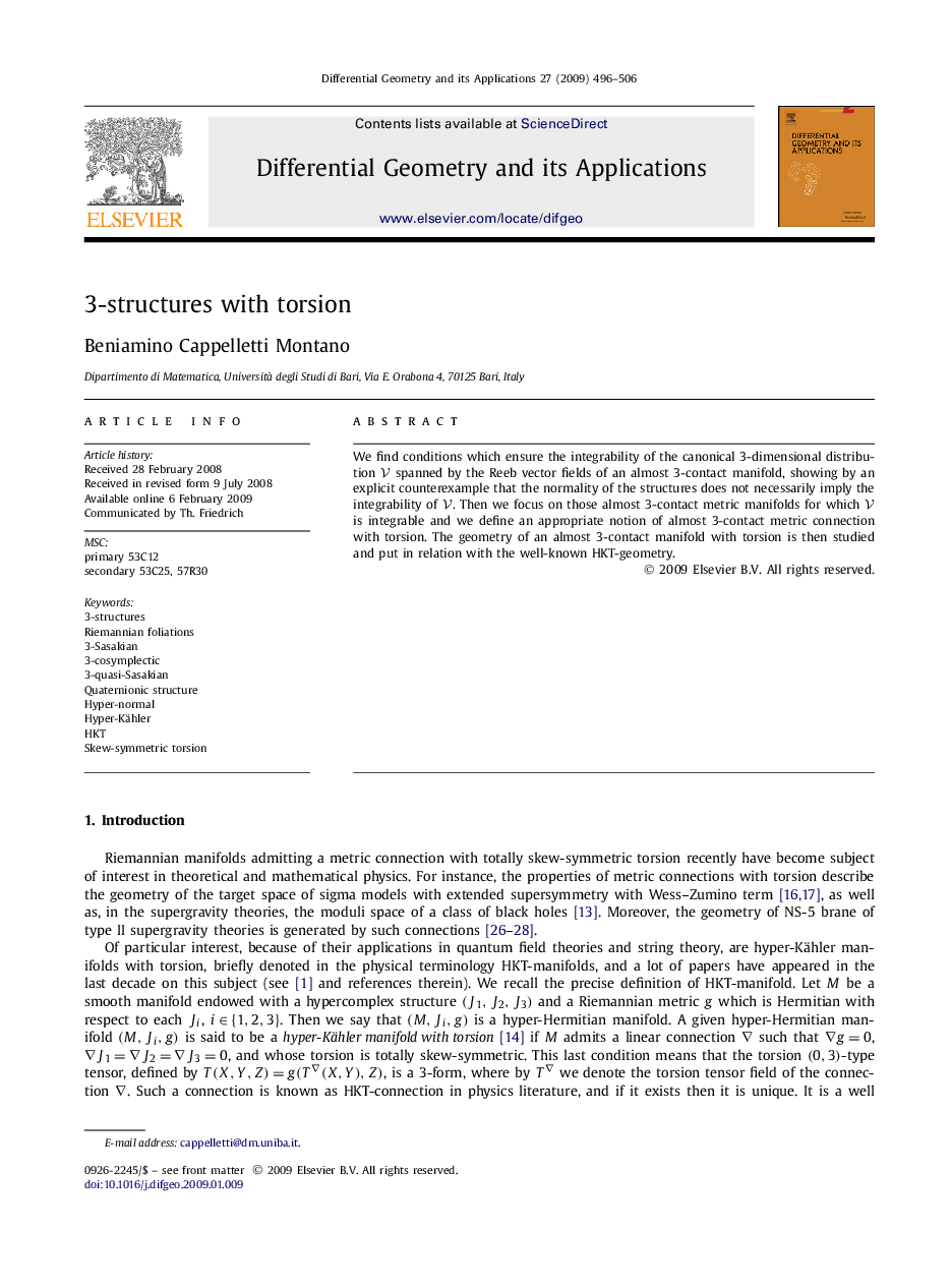 3-structures with torsion