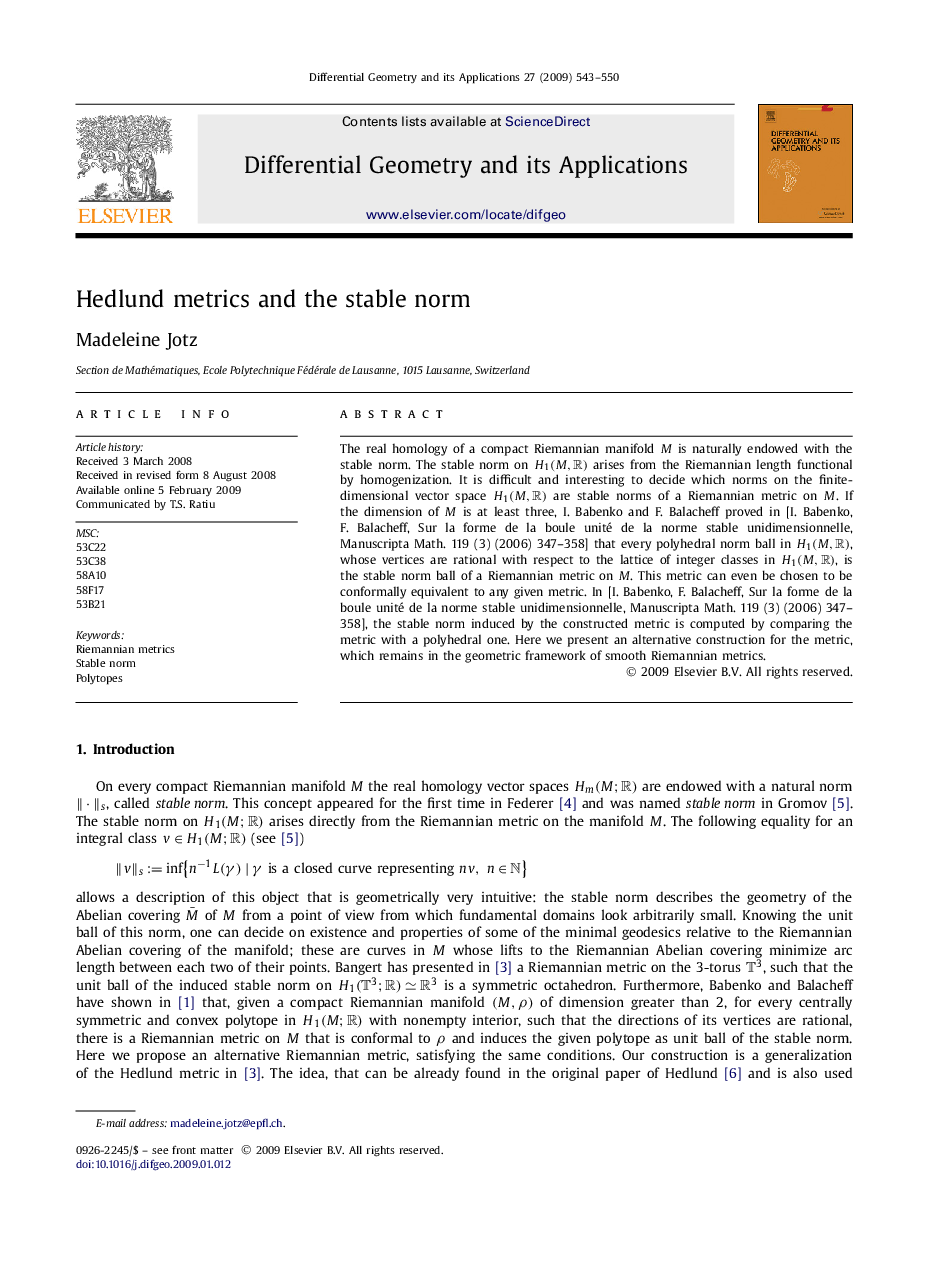 Hedlund metrics and the stable norm