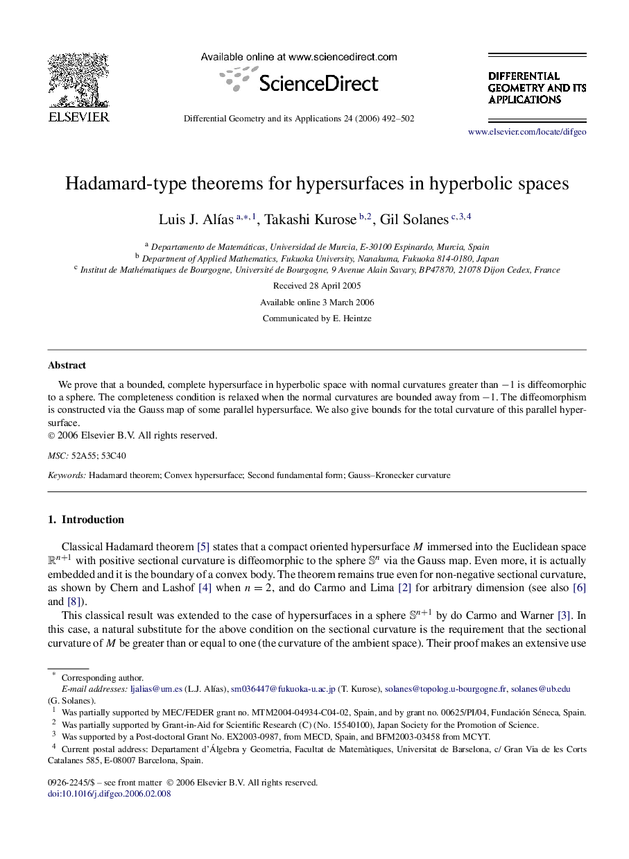 Hadamard-type theorems for hypersurfaces in hyperbolic spaces