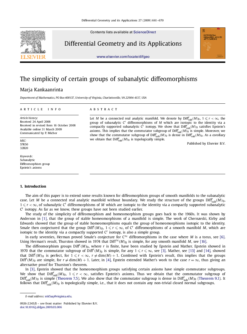 The simplicity of certain groups of subanalytic diffeomorphisms