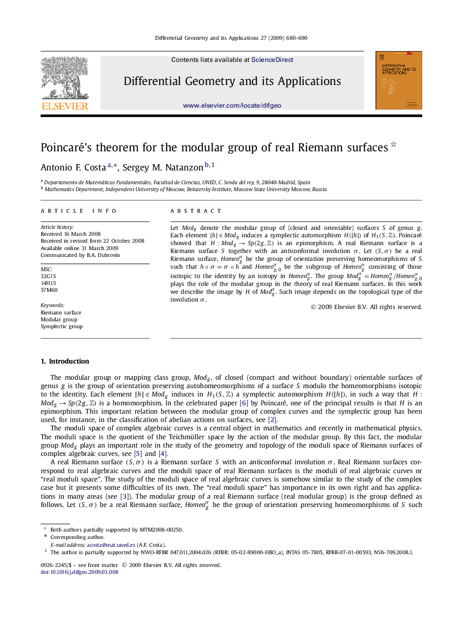 Poincaré's theorem for the modular group of real Riemann surfaces 