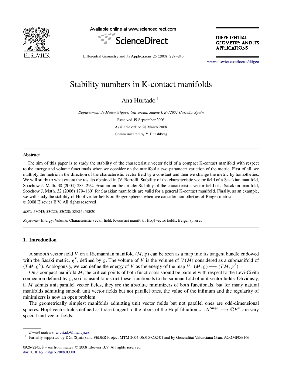 Stability numbers in K-contact manifolds