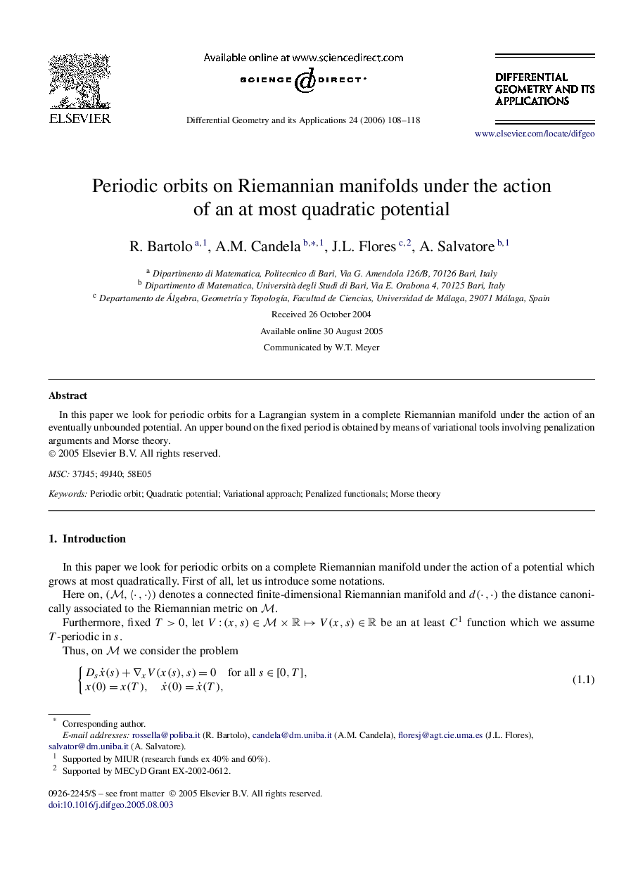 Periodic orbits on Riemannian manifolds under the action of an at most quadratic potential