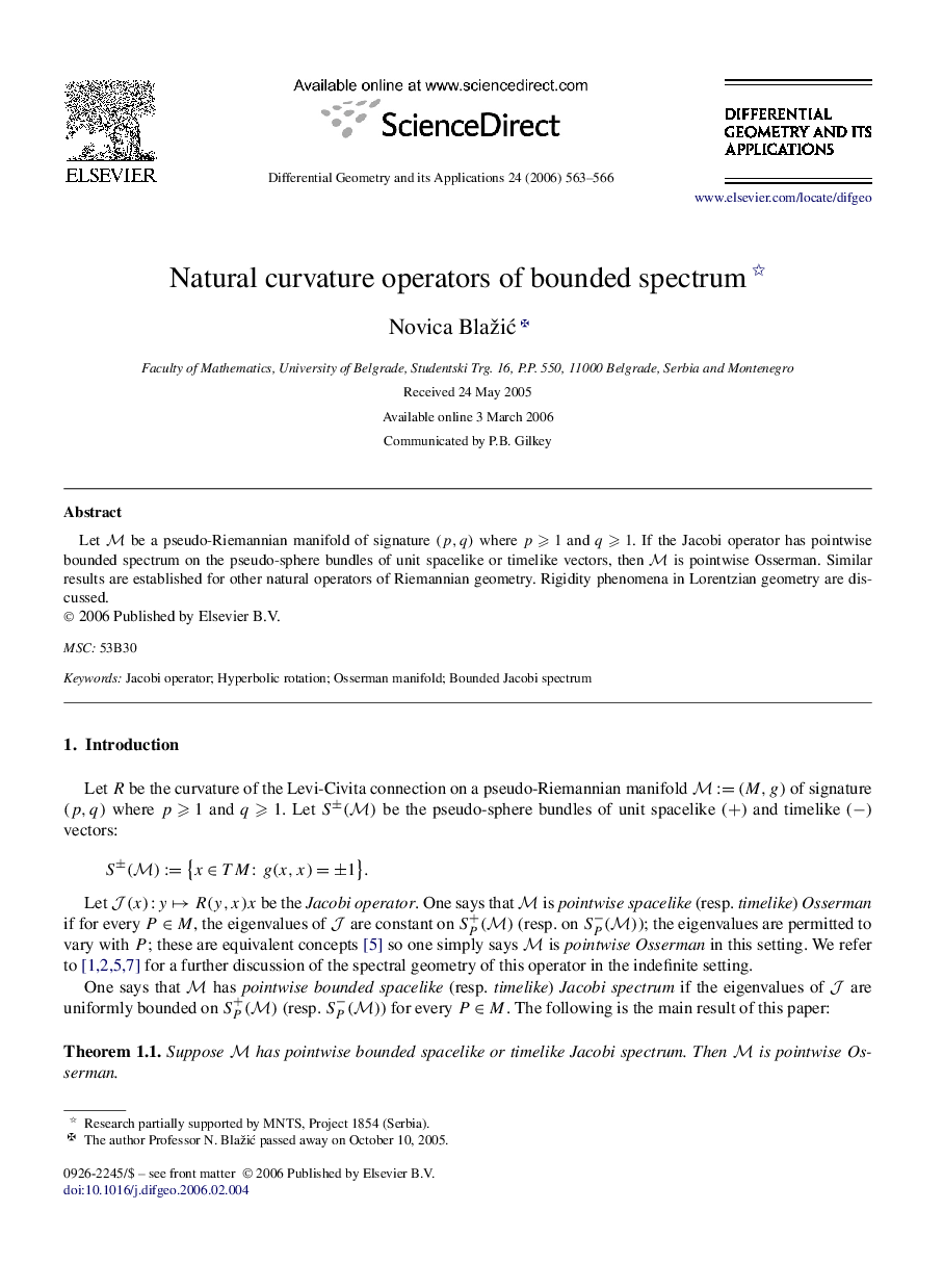 Natural curvature operators of bounded spectrum 