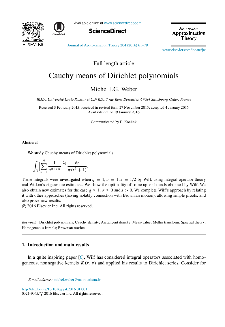 Cauchy means of Dirichlet polynomials