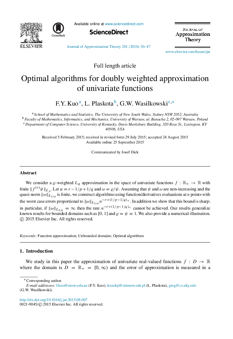 Optimal algorithms for doubly weighted approximation of univariate functions