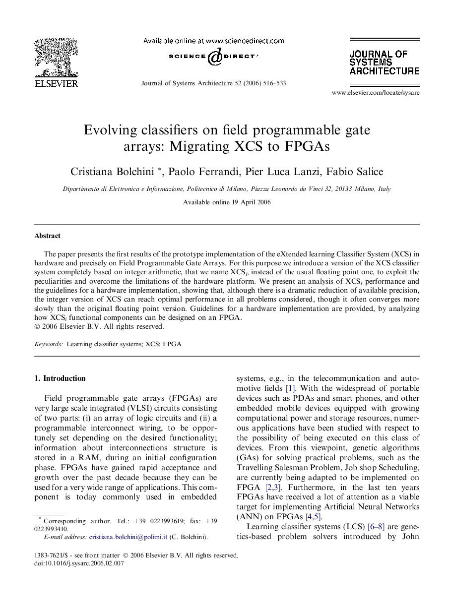Evolving classifiers on field programmable gate arrays: Migrating XCS to FPGAs