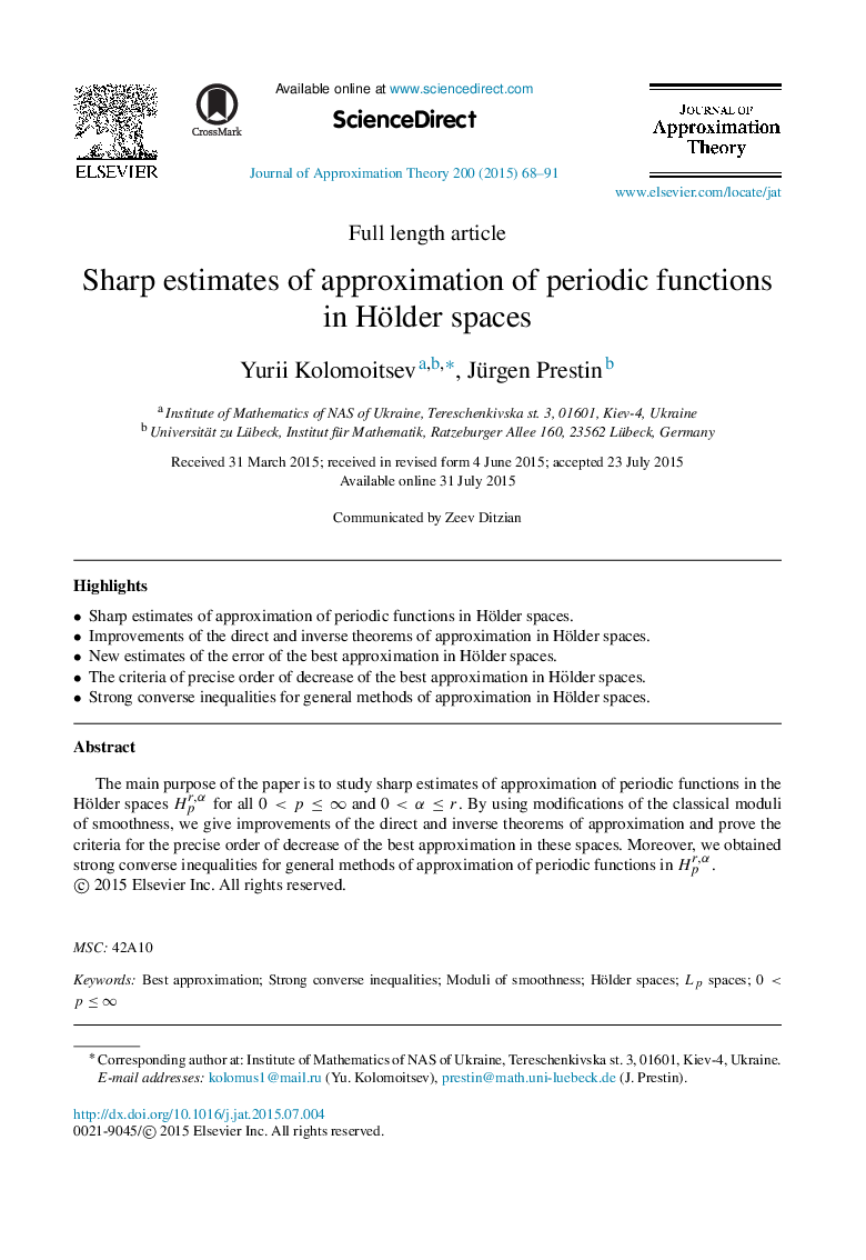 Sharp estimates of approximation of periodic functions in Hölder spaces