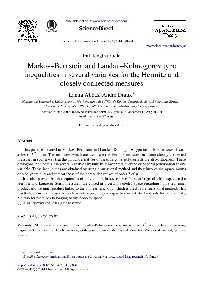 Markov-Bernstein and Landau-Kolmogorov type inequalities in several variables for the Hermite and closely connected measures