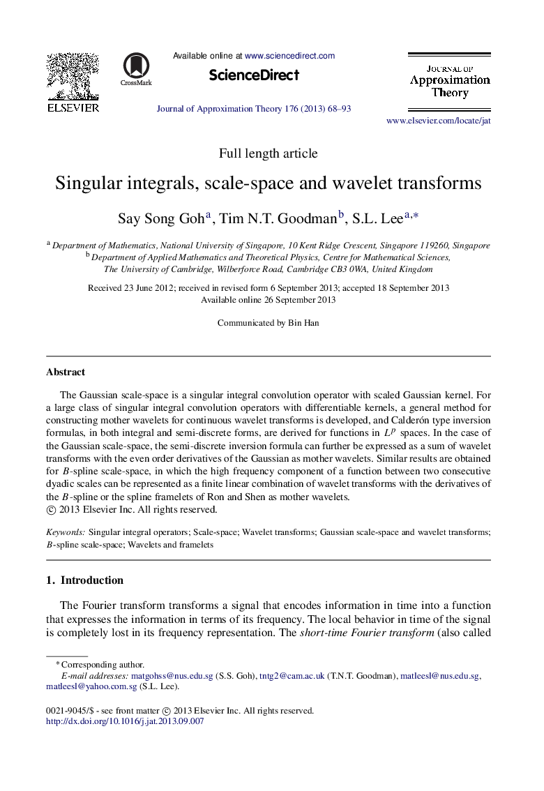 Singular integrals, scale-space and wavelet transforms
