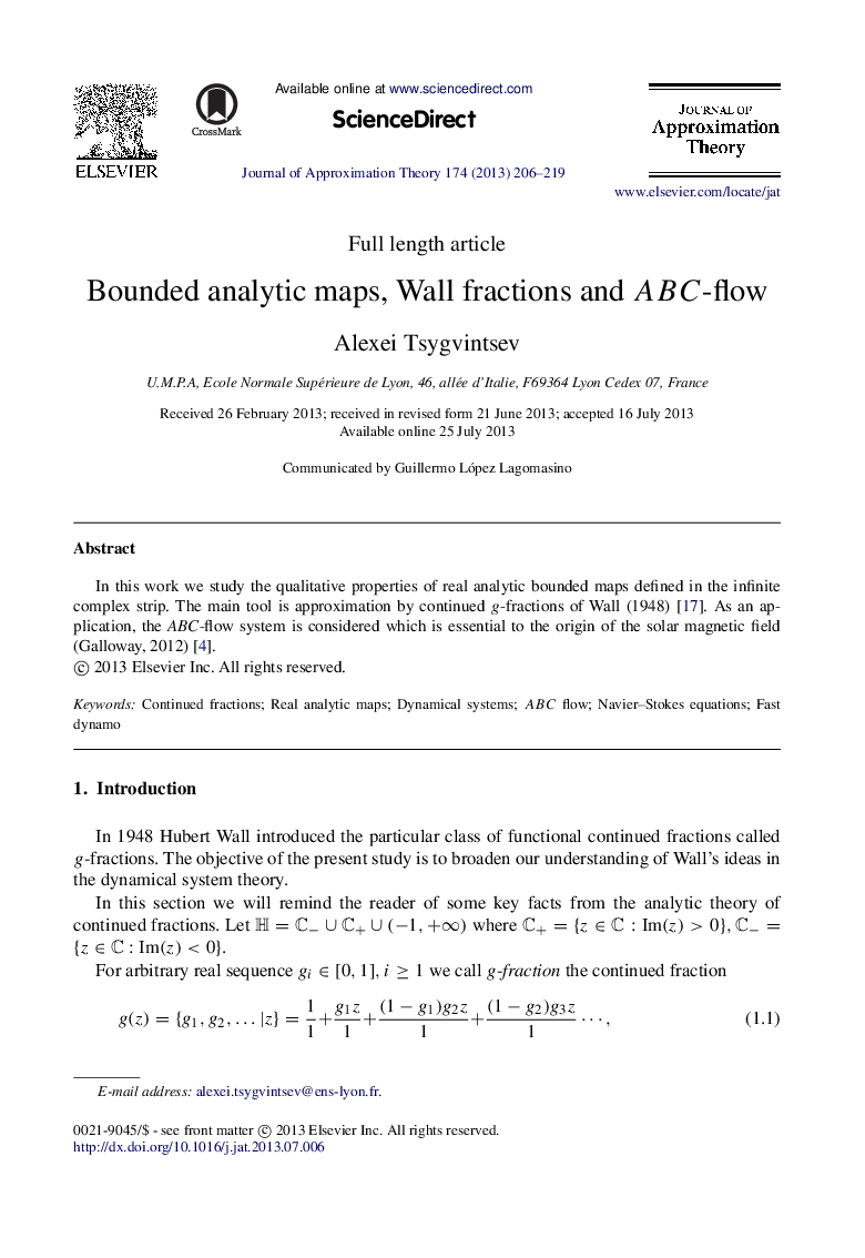 Bounded analytic maps, Wall fractions and ABCABC-flow