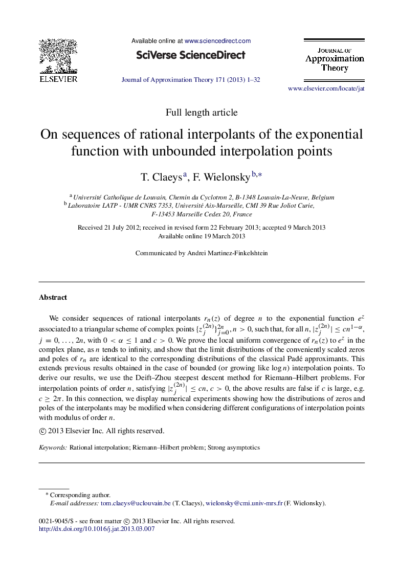 On sequences of rational interpolants of the exponential function with unbounded interpolation points