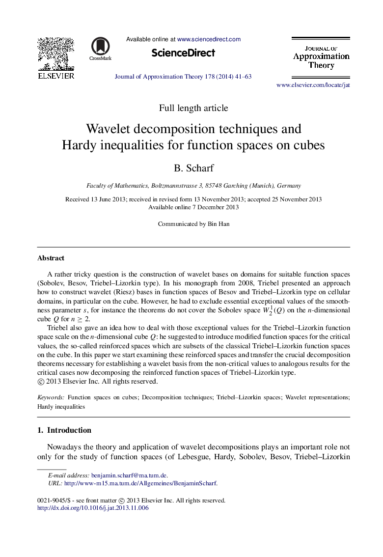 Wavelet decomposition techniques and Hardy inequalities for function spaces on cubes