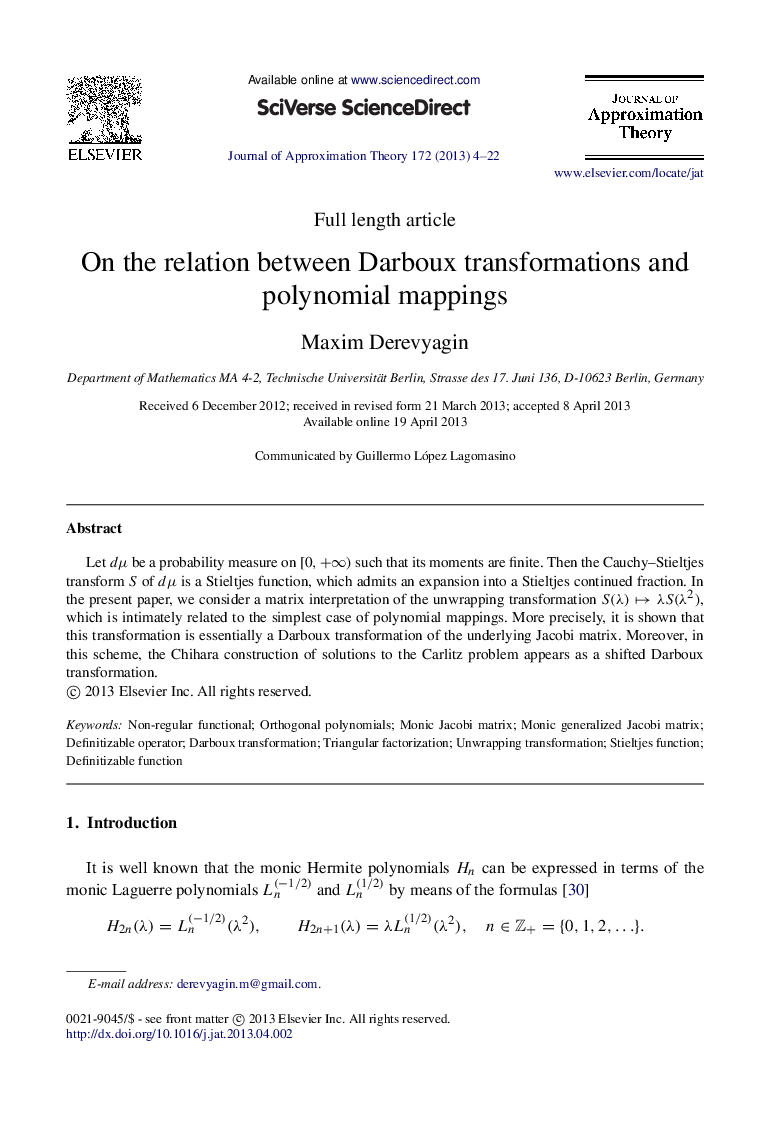 On the relation between Darboux transformations and polynomial mappings