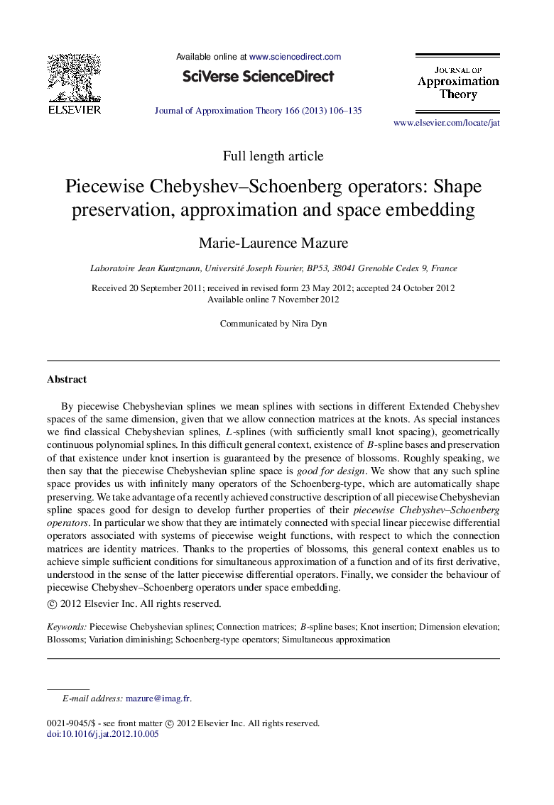 Piecewise Chebyshev–Schoenberg operators: Shape preservation, approximation and space embedding