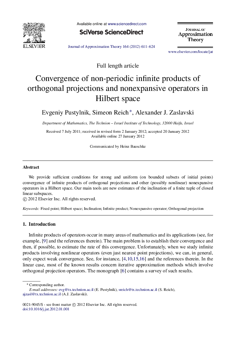 Convergence of non-periodic infinite products of orthogonal projections and nonexpansive operators in Hilbert space