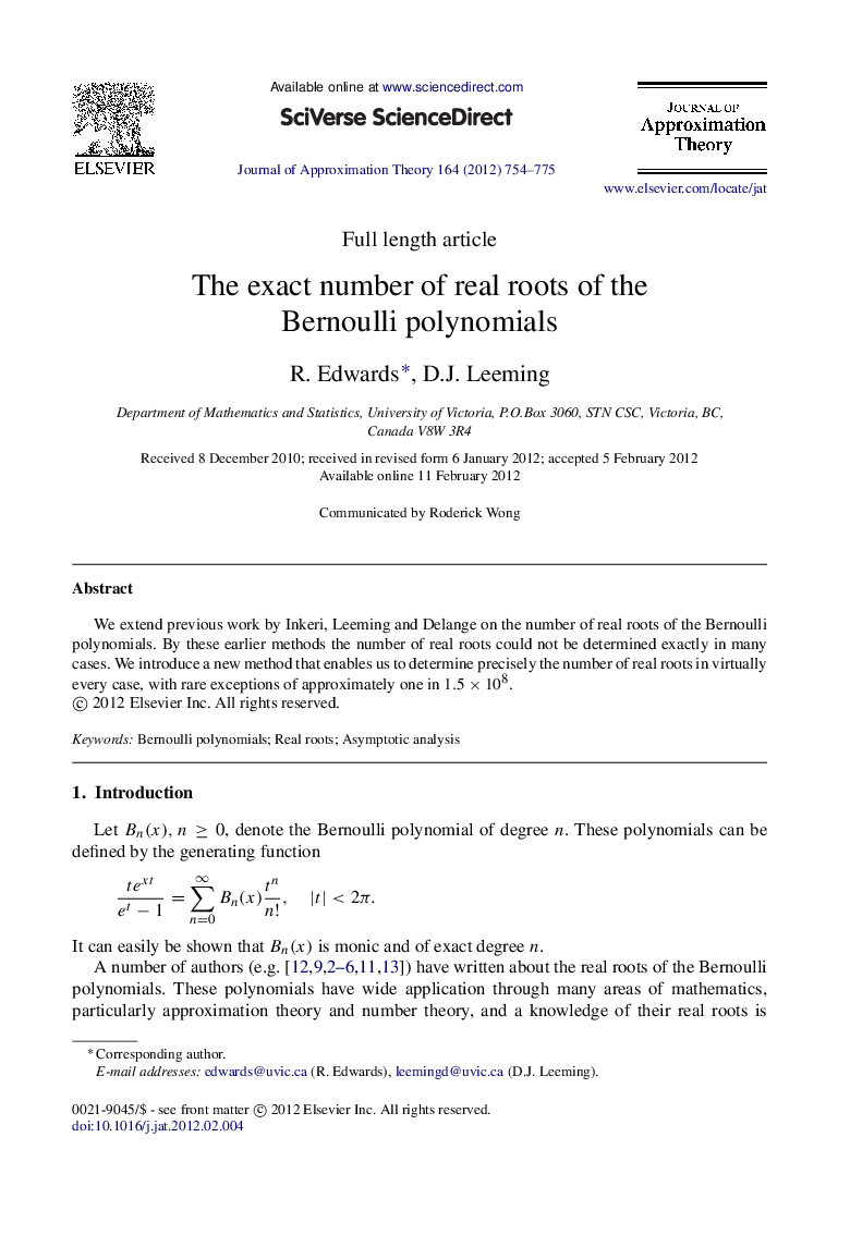 The exact number of real roots of the Bernoulli polynomials