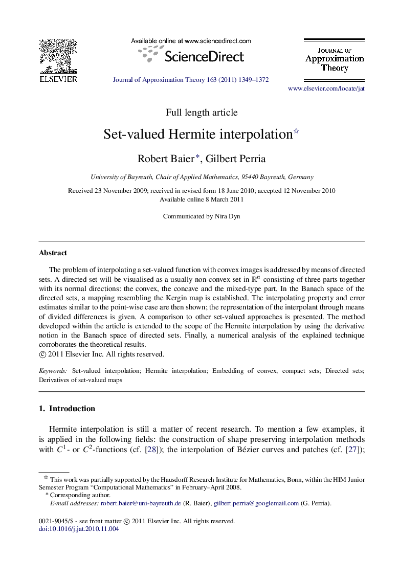 Set-valued Hermite interpolation 