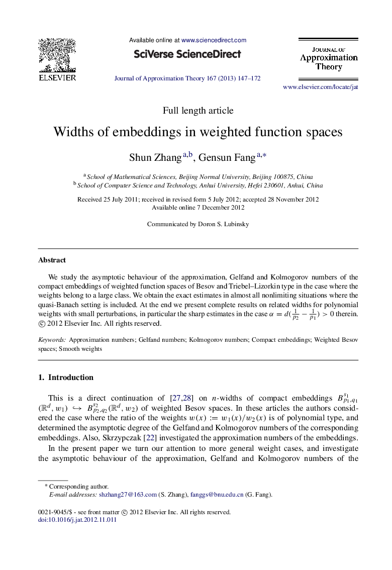 Widths of embeddings in weighted function spaces