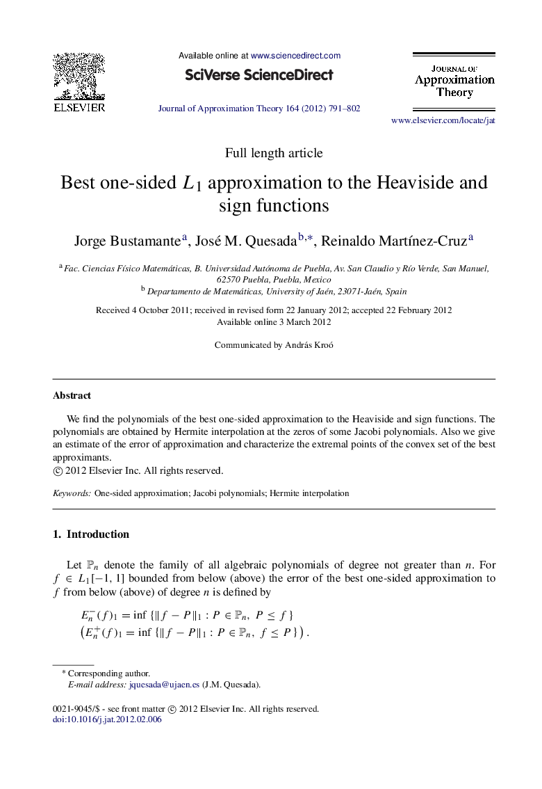 Best one-sided L1L1 approximation to the Heaviside and sign functions