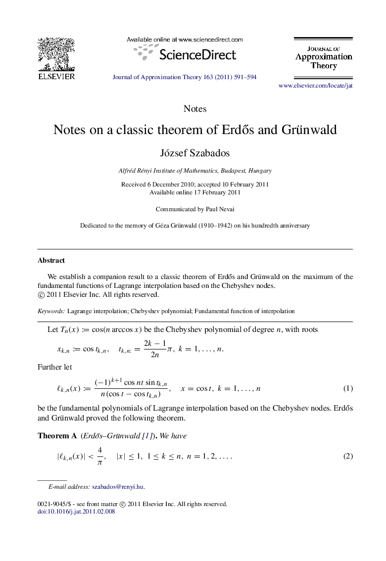 Notes on a classic theorem of Erdős and Grünwald