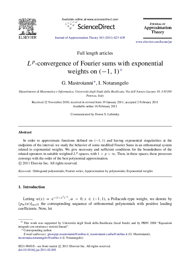 Lp-convergence of Fourier sums with exponential weights on (â1,1)