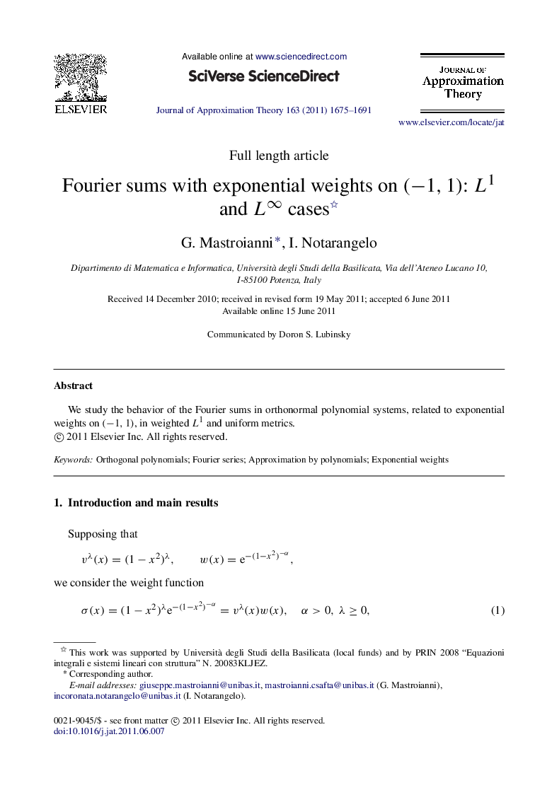 Fourier sums with exponential weights on (−1,1)(−1,1): L1L1 and L∞L∞ cases 