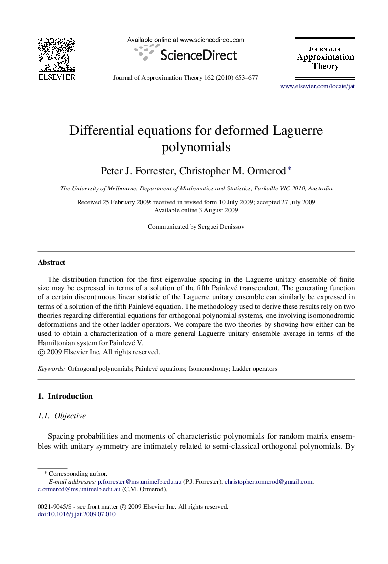 Differential equations for deformed Laguerre polynomials