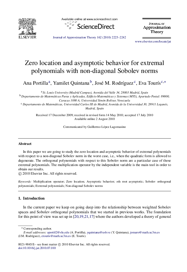 Zero location and asymptotic behavior for extremal polynomials with non-diagonal Sobolev norms