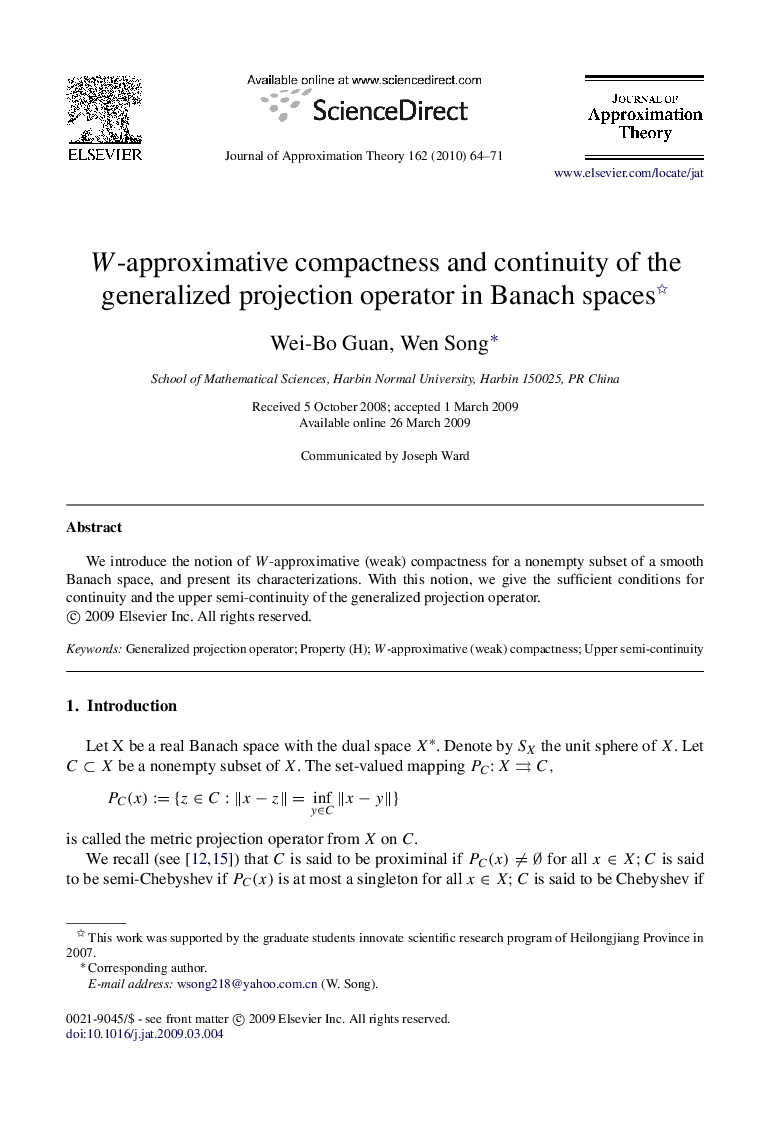 WW-approximative compactness and continuity of the generalized projection operator in Banach spaces 