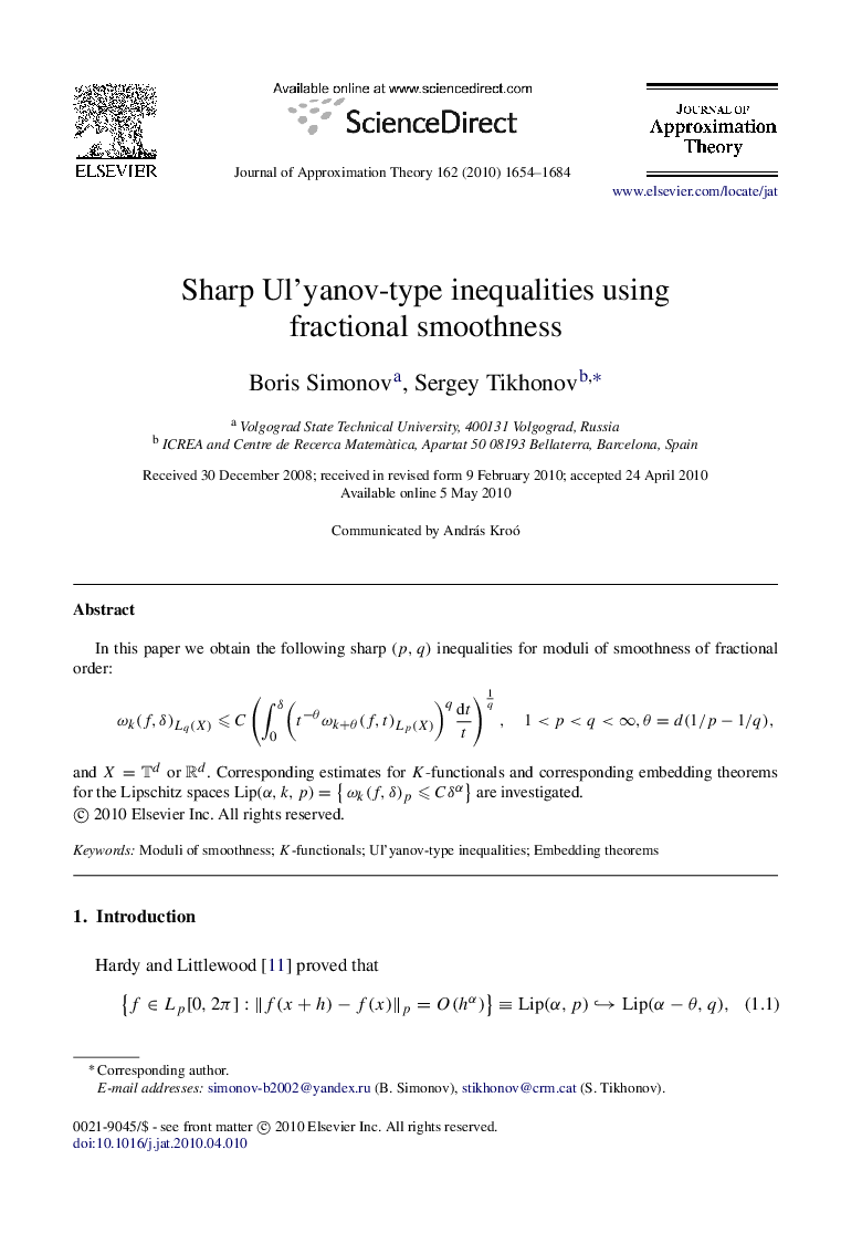 Sharp Ul’yanov-type inequalities using fractional smoothness