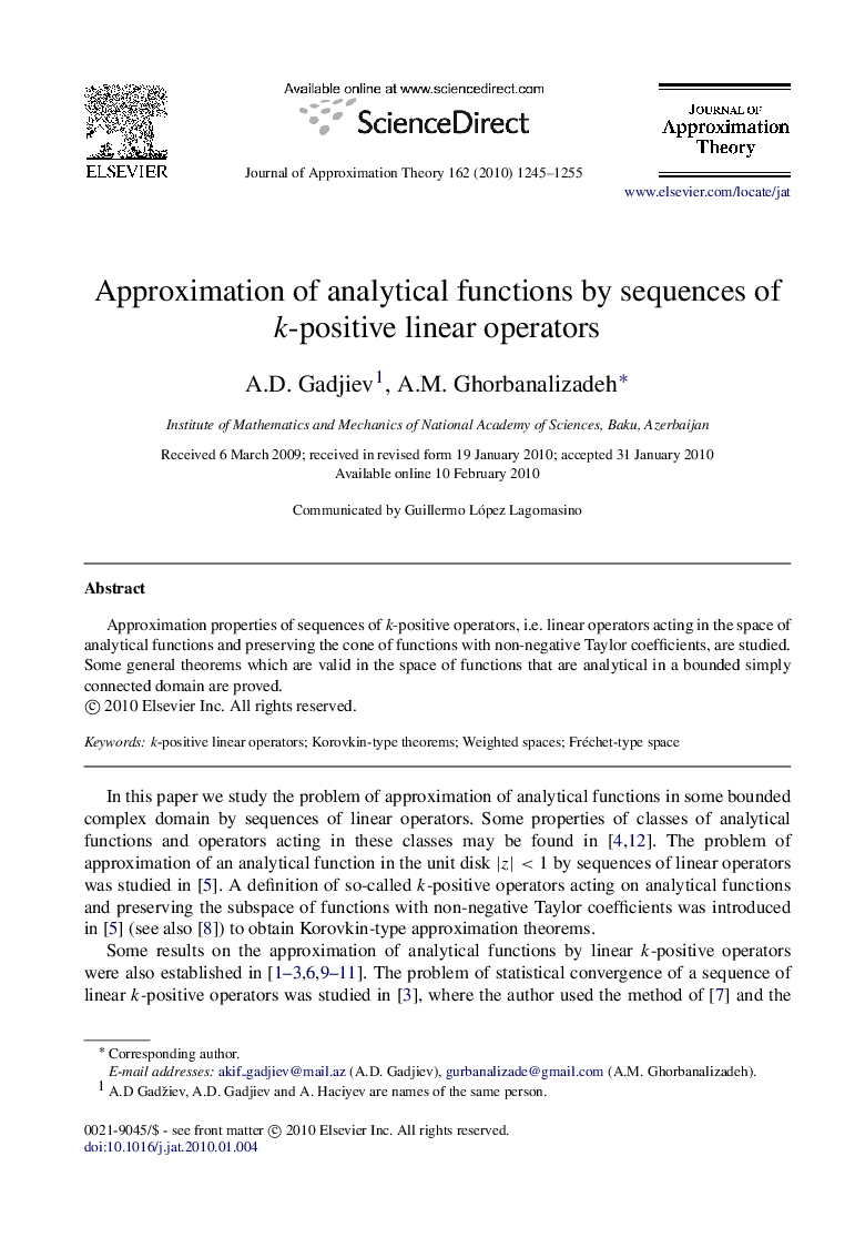 Approximation of analytical functions by sequences of k-positive linear operators